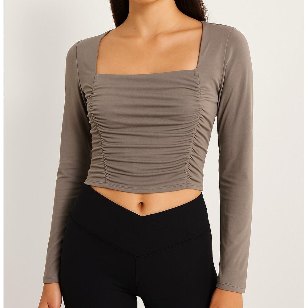Hollister Ruched Long Sleeve Crop Top